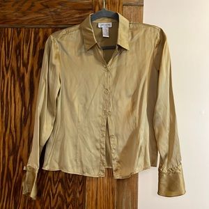 Jones New York Petite Gold Silk Blouse